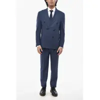 Costume Double-Breasted Academy Light Virgin Wool Blend Suit Barbati