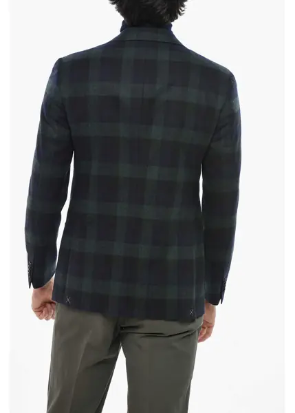 Sacouri CORNELIANI Virgin Wool Check Two-Tone Reset 2-Buttons Blazer Green Barbati (BM 19680836) 2