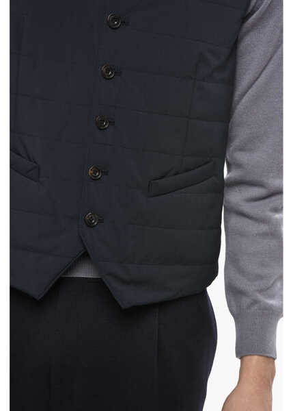 Jachete CORNELIANI Front Buttoned Quilted Waistcoat Blue Barbati (BM 19680845) 3