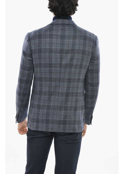 Sacouri CORNELIANI Tartan Patterned Academy Light Half-Lined Blazer Blue Barbati (BM 19680848) 2