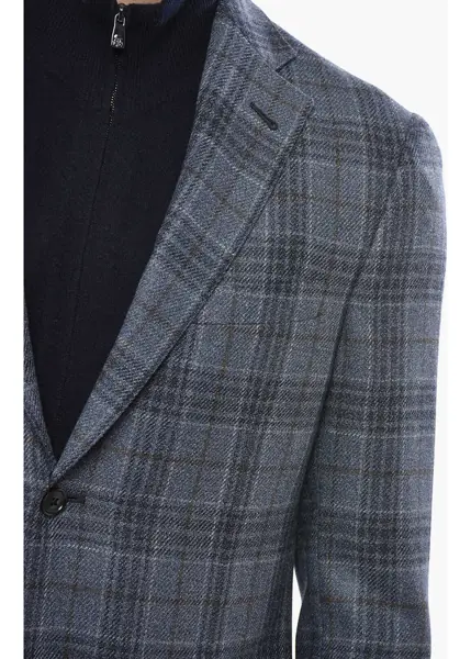 Sacouri CORNELIANI Tartan Patterned Academy Light Half-Lined Blazer Blue Barbati (BM 19680848) 3