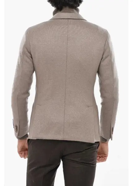 Sacouri CORNELIANI Cc Collection Side Vents Notch Lapel Reset 2-Button Blazer Beige Barbati (BM 19680887) 2