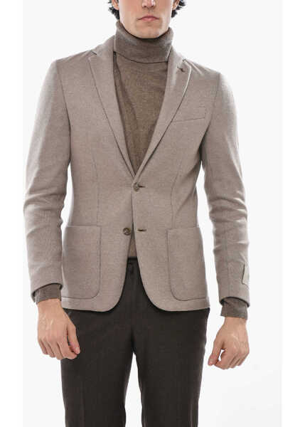 Sacouri CORNELIANI Cc Collection Side Vents Notch Lapel Reset 2-Button Blazer Beige Barbati (BM 19680887) 1