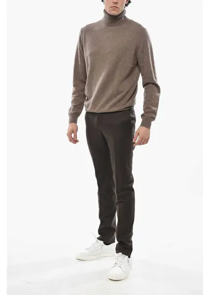 Pulovere CORNELIANI Cc Collection Turtleneck Cashmere Blend Sweater Brown Barbati (BM 19680890) 4