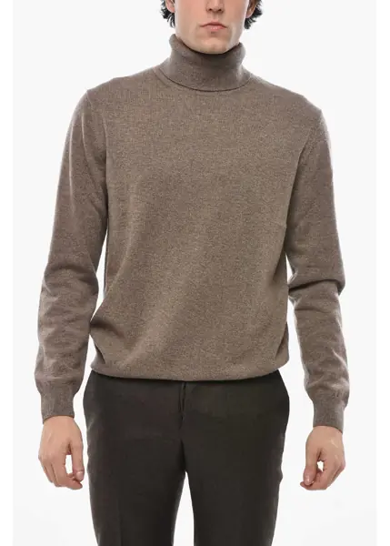 Pulovere CORNELIANI Cc Collection Turtleneck Cashmere Blend Sweater Brown Barbati (BM 19680890) 1