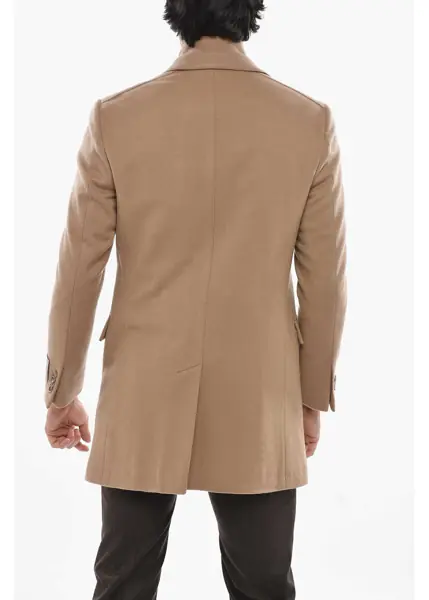 Paltoane CORNELIANI Cc Collection Solid Color Virgin Wool Coat With Removable Ch Beige Barbati (BM 19680893) 2