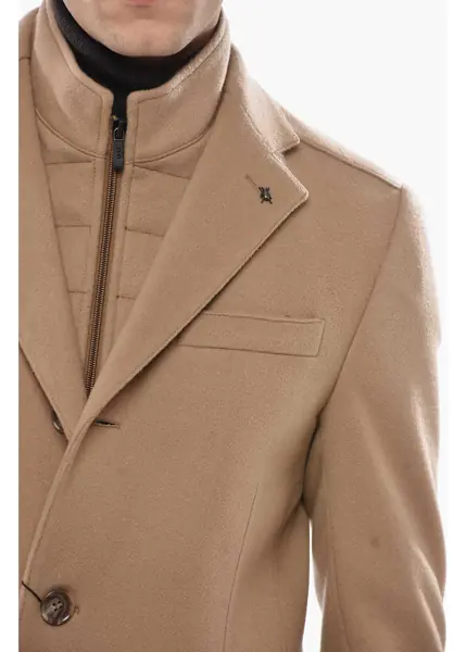 Paltoane CORNELIANI Cc Collection Solid Color Virgin Wool Coat With Removable Ch Beige Barbati (BM 19680893) 3