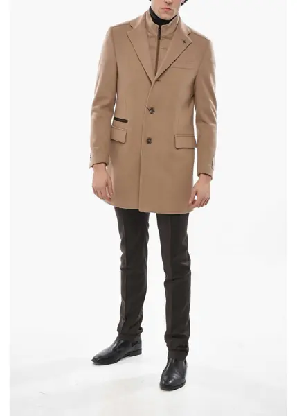 Paltoane CORNELIANI Cc Collection Solid Color Virgin Wool Coat With Removable Ch Beige Barbati (BM 19680893) 4
