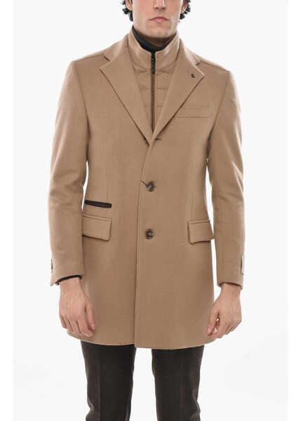 Paltoane CORNELIANI Cc Collection Solid Color Virgin Wool Coat With Removable Ch Beige Barbati (BM 19680893) 1