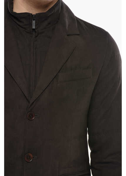 Sacouri CORNELIANI Cc Collection Solid Color 3-Button Blazer With Removable Che Brown Barbati (BM 19680896) 3