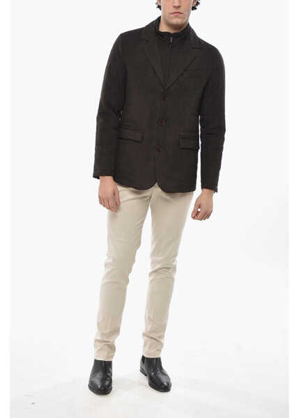 Sacouri CORNELIANI Cc Collection Solid Color 3-Button Blazer With Removable Che Brown Barbati (BM 19680896) 4