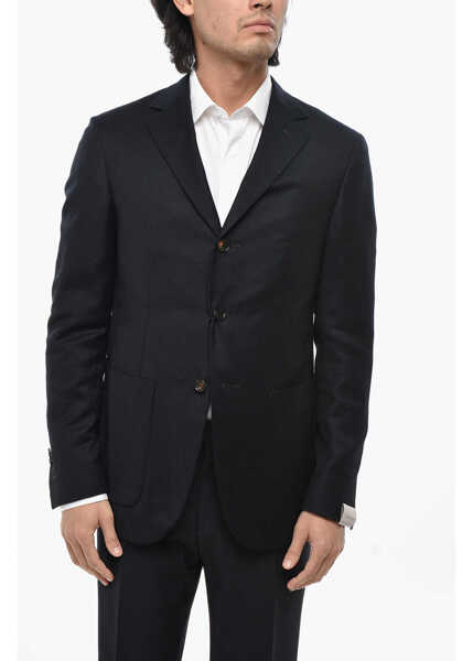 Sacouri CORNELIANI Circle Unlined Wool Blazer With Patch Pockets Blue Barbati (BM 19680899) 1