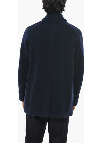 Paltoane CORNELIANI Cc Collection Wool Blend Full Zip Coat Blue Barbati (BM 19680905) 2