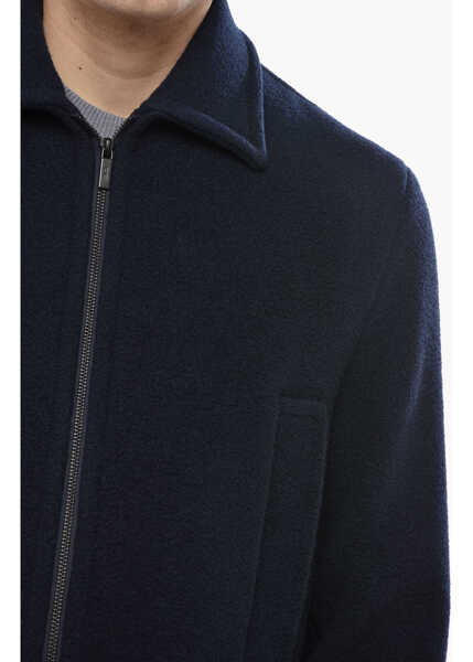 Paltoane CORNELIANI Cc Collection Wool Blend Full Zip Coat Blue Barbati (BM 19680905) 3