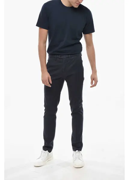 Pantaloni casual CORNELIANI Cotton Blend Chinos Pants With Belt Loops Blue Barbati (BM 19680908) 4