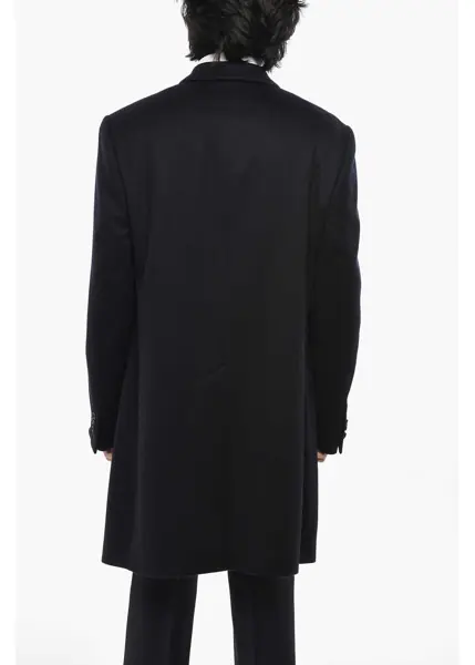Paltoane CORNELIANI Solid Color Cashmere Coat With Flap Pockets Midnight Blue Barbati (BM 19680911) 2