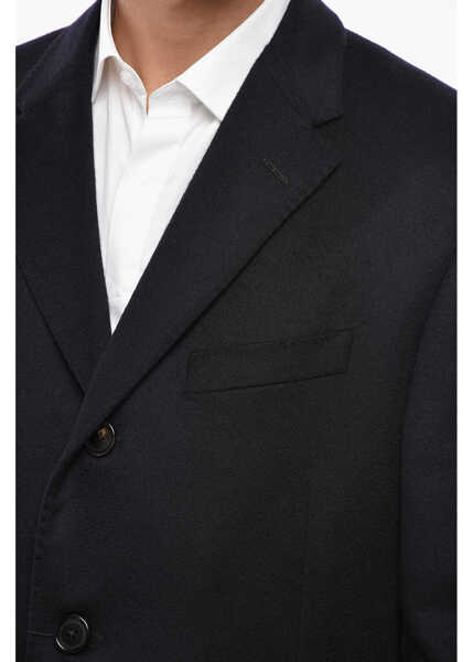 Paltoane CORNELIANI Solid Color Cashmere Coat With Flap Pockets Midnight Blue Barbati (BM 19680911) 3