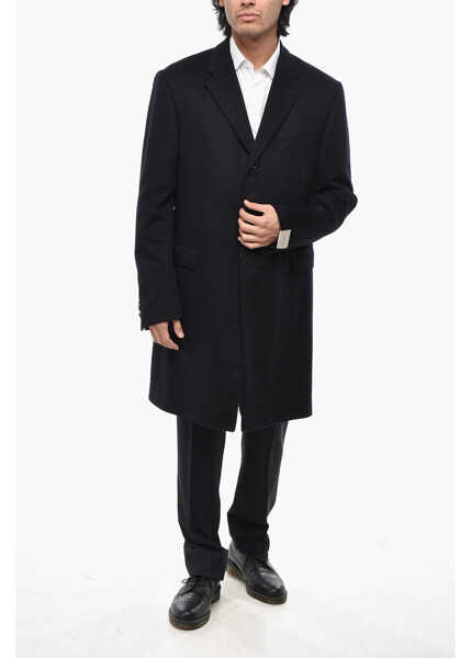 Paltoane CORNELIANI Solid Color Cashmere Coat With Flap Pockets Midnight Blue Barbati (BM 19680911) 4