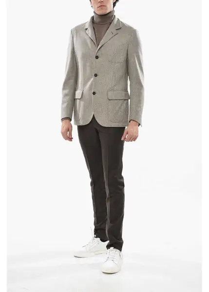 Sacouri CORNELIANI Virgin Wool Blazer With Flap Pockets Beige Barbati (BM 19680914) 4