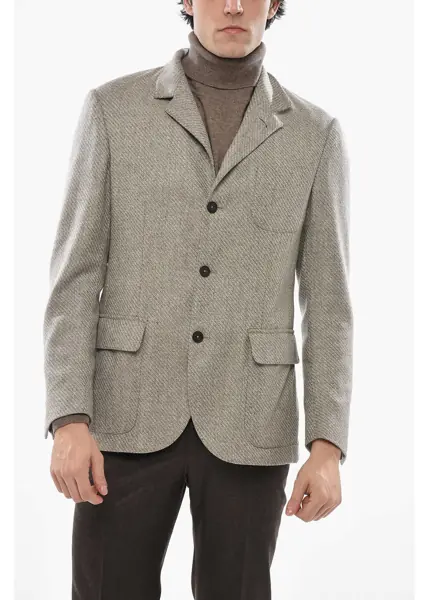 Sacouri CORNELIANI Virgin Wool Blazer With Flap Pockets Beige Barbati (BM 19680914) 1