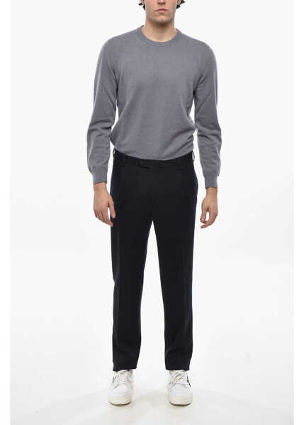 Pantaloni eleganti CORNELIANI Virgin Wool Sportswear Pants With Belt Loops Blue Barbati (BM 19680920) 3