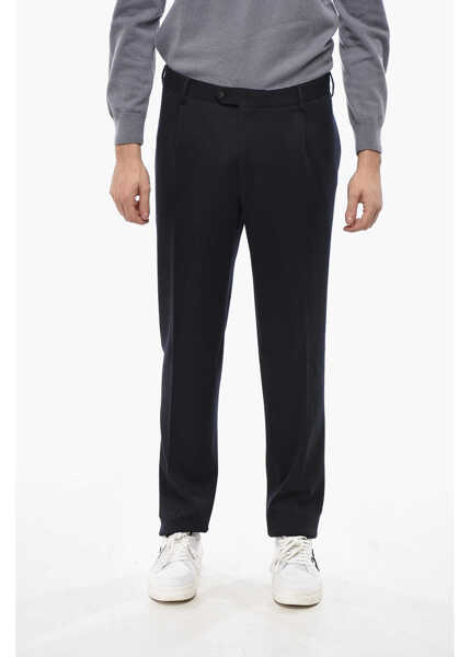 Pantaloni eleganti CORNELIANI Virgin Wool Sportswear Pants With Belt Loops Blue Barbati (BM 19680920) 1