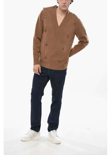 Pulovere Burberry Wool Blend V-Neck Sweater Brown Barbati (BM 19680923) 4