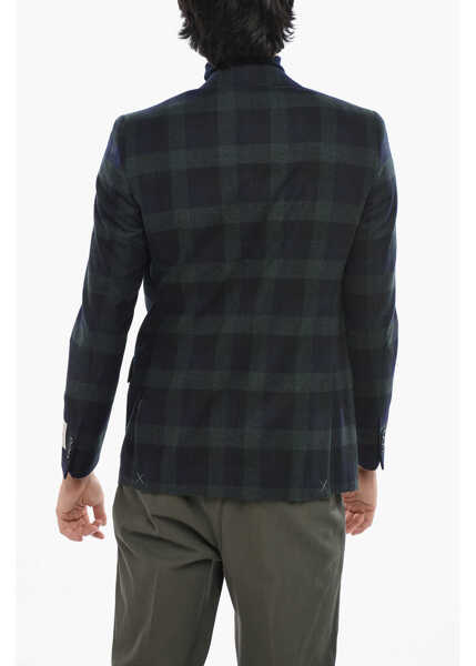 Sacouri CORNELIANI Virgin Wool Check Two-Tone Reset 2-Buttons Blazer Green Barbati (BM 19680935) 2