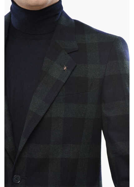 Sacouri CORNELIANI Virgin Wool Check Two-Tone Reset 2-Buttons Blazer Green Barbati (BM 19680935) 3