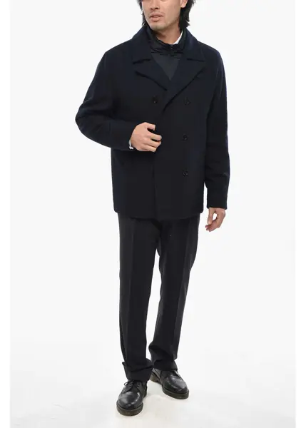 Paltoane CORNELIANI Cc Collection Double-Breasted Short Coat With Removable Ches Blue Barbati (BM 19680947) 4