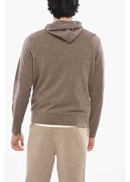 Pulovere CORNELIANI Cc Collection Cashmere Blend Full Zip Sweater With Hood Brown Barbati (BM 19680950) 2