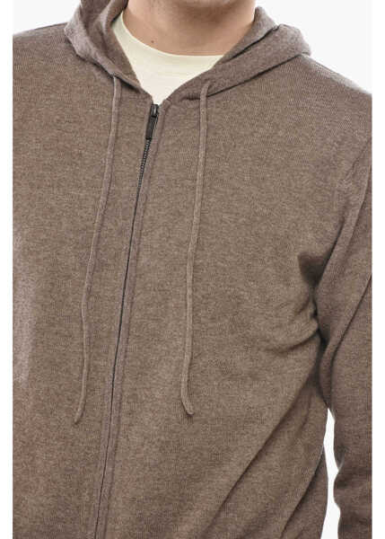 Pulovere CORNELIANI Cc Collection Cashmere Blend Full Zip Sweater With Hood Brown Barbati (BM 19680950) 3