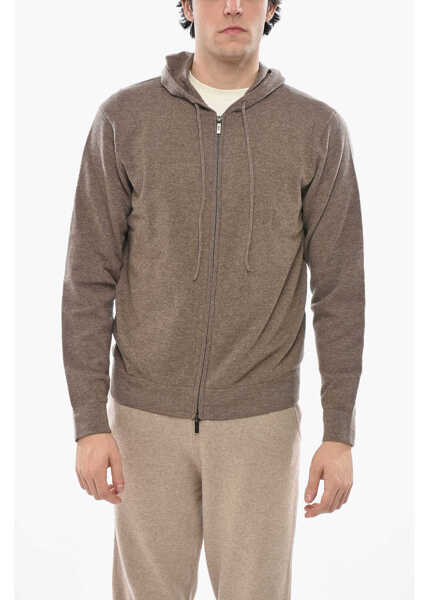 Pulovere CORNELIANI Cc Collection Cashmere Blend Full Zip Sweater With Hood Brown Barbati (BM 19680950) 1
