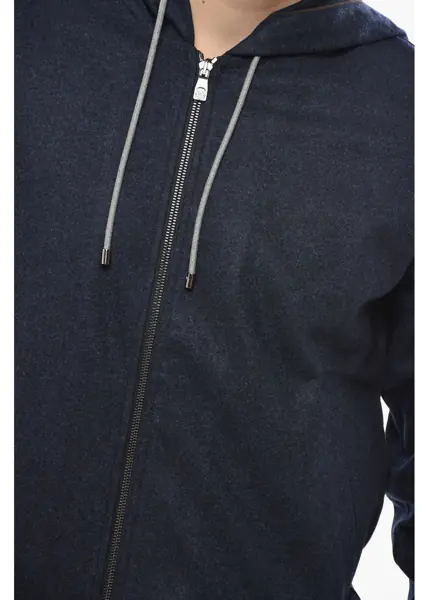 Bluze de trening CORNELIANI Full Zip Virgin Wool Hoodie Blue Barbati (BM 19680953) 3