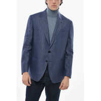 Sacouri Linen Side Vents Notch Lapel 2-Button Blazer Barbati