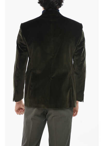 Sacouri CORNELIANI Code Velvet 2 Buttons Blazer With Peak Lapel Green Barbati (BM 19680983) 2