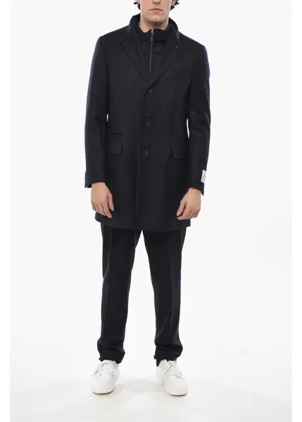 Paltoane CORNELIANI Cc Collection Virgin Wool Coat With Removable Chest-Piece Blue Barbati (BM 19680986) 4