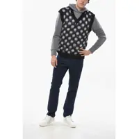Pulovere Marni pentru Barbati - Pulovere Marni Polka Dots Mohair Blend Fuzzy-Wuzzy Sweater With V-Neck Black & White Barbati (BM 19680989) - B-mall.ro
