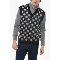 Pulovere Polka Dots Mohair Blend Fuzzy-Wuzzy Sweater With V-Neck Barbati