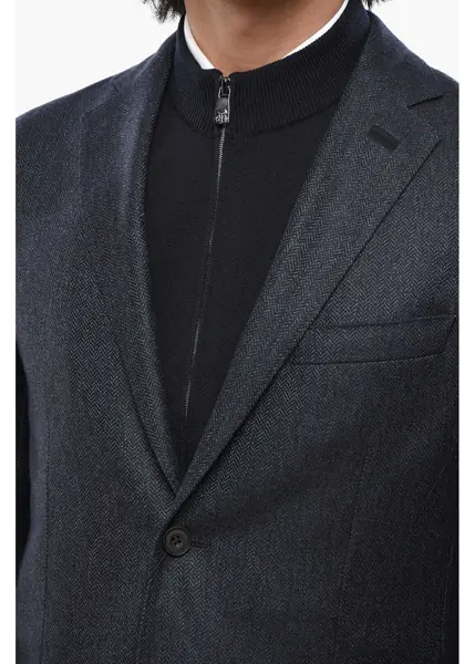 Sacouri CORNELIANI Virgin Wool Sportswear Blazer With Removable Knitted Chest P Blue Barbati (BM 19681271) 3