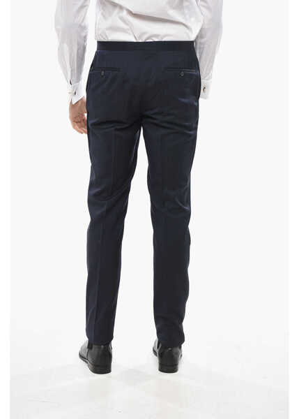 Pantaloni eleganti CORNELIANI Cc Collection Wool Blend Reset Pants With Side Satin Bands Blue Barbati (BM 19681280) 2