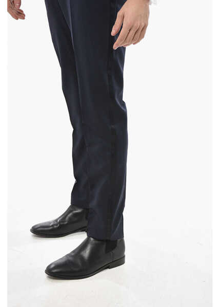 Pantaloni eleganti CORNELIANI Cc Collection Wool Blend Reset Pants With Side Satin Bands Blue Barbati (BM 19681280) 3