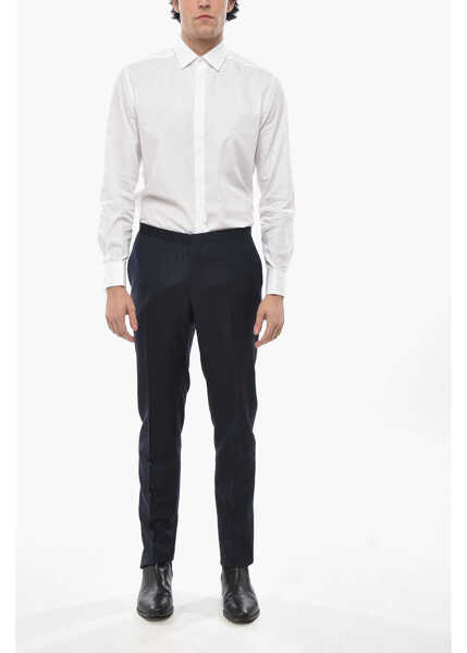 Pantaloni eleganti CORNELIANI Cc Collection Wool Blend Reset Pants With Side Satin Bands Blue Barbati (BM 19681280) 4