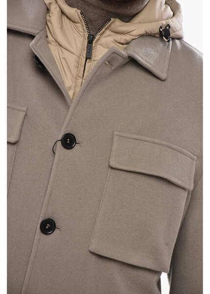 Jachete CORNELIANI Cc Collection Wool Utility Overshirt With Removable Lining Beige Barbati (BM 19681295) 3