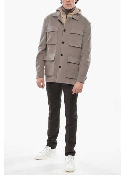 Jachete CORNELIANI Cc Collection Wool Utility Overshirt With Removable Lining Beige Barbati (BM 19681295) 4