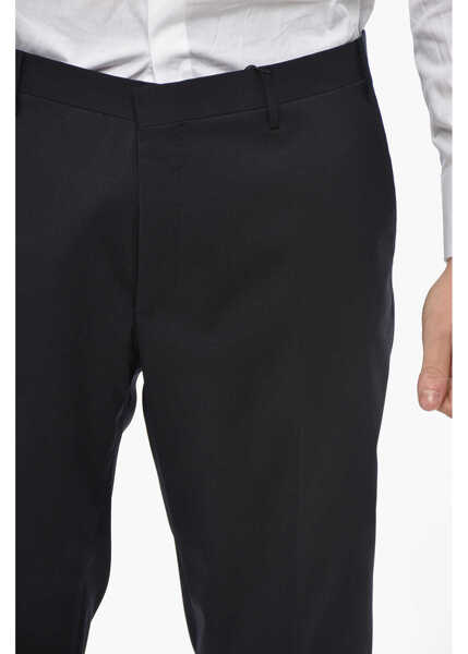 Pantaloni eleganti CORNELIANI Cc Collection Wool Blend Reset Pants With Belt Loops Blue Barbati (BM 19681316) 3