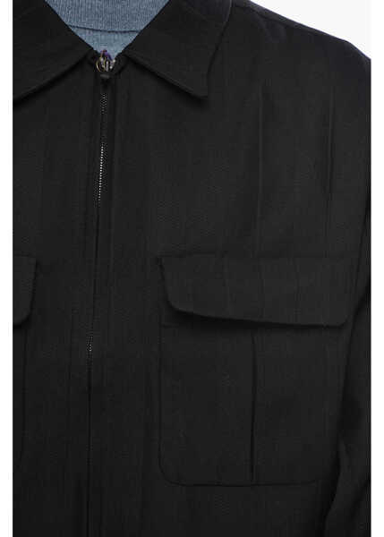 Jachete NEEDLES Wool Overshirt Jacket With Double Breast Pocket And Zip Clos Black Barbati (BM 19681319) 3
