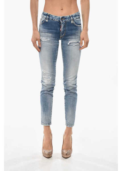 Blugi skinny DSQUARED2 Vintage Effect Skinny Fit Jeans 13Cm Blue Femei (BM 19681331) 1