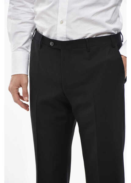 Pantaloni eleganti CORNELIANI Code 4-Pocketed Virgin Wool Pants With Belt Loops Black Barbati (BM 19681343) 3
