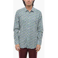 Camasi casual Cc Collection Floral Patterned Popeline Shirt Barbati